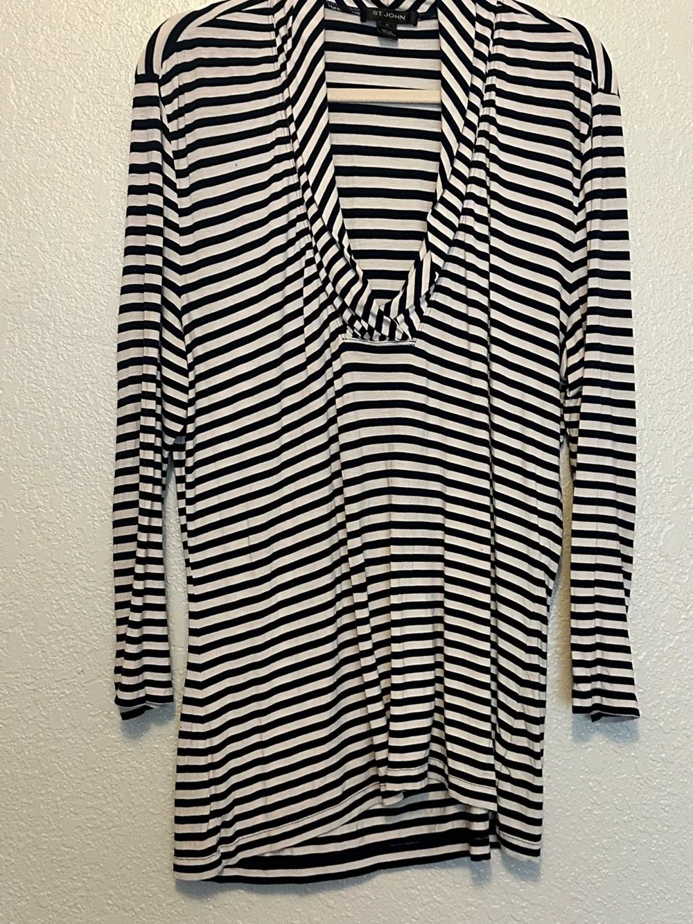 St. John Black & White Striped Long-Sleeve Women’s Top XL GUC